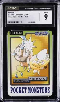 1997 BANDAI CARDDASS POKEMON PART 3 #128 TAUROS CGC 9 - Image 1
