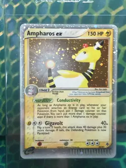 Pokemon Ampharos EX Card with SWIRLS! Dragon Holo Rare TCG Card 89/97 - Image 1