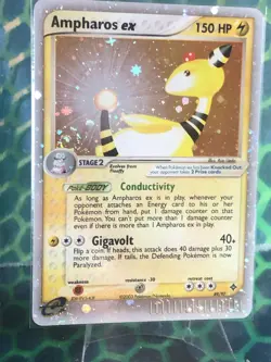 Pokemon Ampharos EX Card with SWIRLS! Dragon Holo Rare TCG Card 89/97 - Image 3