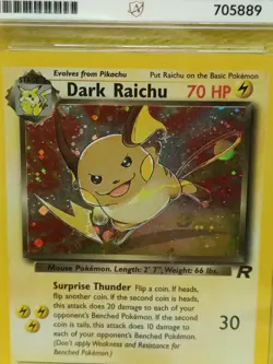 Pokemon Team Rocket Set 2000 Holo Dark Raichu 83/82 Ace Graded 2 Fair - Image 2