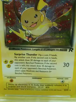 Pokemon Team Rocket Set 2000 Holo Dark Raichu 83/82 Ace Graded 2 Fair - Image 3