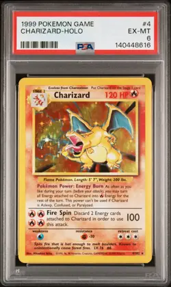 1999 POKEMON BASE SET UNLIMITED #4 CHARIZARD-HOLO PSA 6 - Image 1