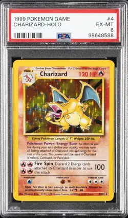 1999 POKEMON BASE SET UNLIMITED #4 CHARIZARD-HOLO PSA 6 - Image 1