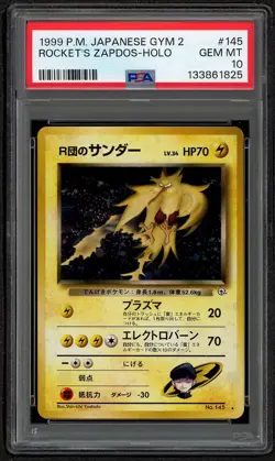 Rocket's Zapdos Pokemon 1999 Holo Gym 2 Challenge Japanese 145 PSA 10 Gem MINT - Image 1