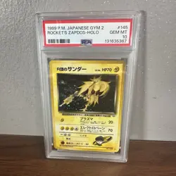 Rocket's Zapdos Pokemon 1999 Holo Gym 2 Challenge Japanese 145 PSA 10 Gem Mint - Image 1