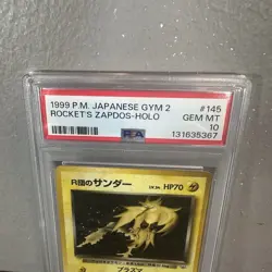Rocket's Zapdos Pokemon 1999 Holo Gym 2 Challenge Japanese 145 PSA 10 Gem Mint - Image 2