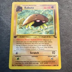 Pokemon TCG Kabuto Fossil Card 50/62 Regular Common 1st Edition - Image 1
