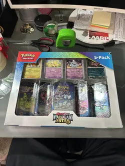 Pokemon Scarlet & Violet Paldean Fates 5 Mini Tins w/ 4 Promos Costco Bundle NEW - Image 1