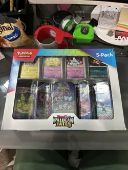 Pokemon Scarlet & Violet Paldean Fates 5 Mini Tins w/ 4 Promos Costco Bundle NEW - Image 1