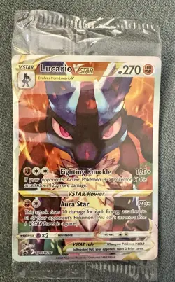 Pokemon Sealed Lucario VSTAR SWSH291 SWSH Sword Shield Promo Card Black Star New - Image 1