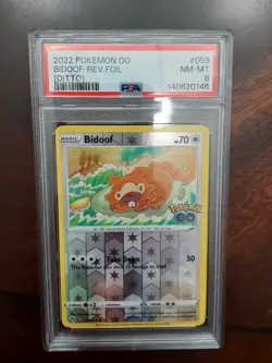 2022 POKEMON GO [DITTO] #059 BIDOOF-REVERSE FOIL PSA 8 - Image 1