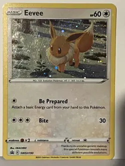 Eevee Cosmo Holo SWSH190 Black Star Promo LP Pokemon Fast Ship - Image 1