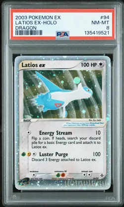 2003 POKEMON EX DRAGON #94 LATIOS EX-HOLO PSA 8 - Image 1