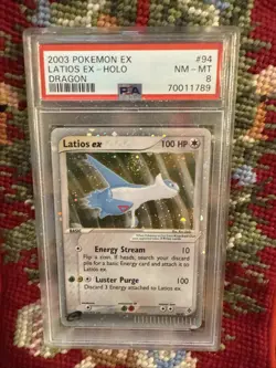 Pokemon Latios EX Dragon Holo Swirl PSA 8 Nm #94 Vintage 2003 Card TCG Slab - Image 1