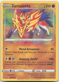 Zamazenta 102/185 SWSH04: Vivid Voltage Pokemon Card NM - Image 1