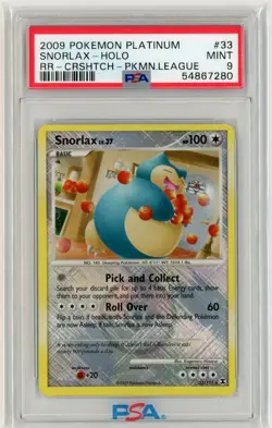 PSA 9 MINT - Snorlax 33/111 (2009 Pokemon League) Crosshatch Holo Promo Card - Image 1
