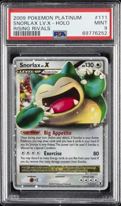 2009 POKEMON PLATINUM RISING RIVALS #111 SNORLAX LV.X-HOLO PSA 9 - Image 1