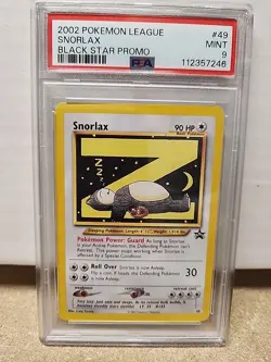 PSA 9 MINT Pokemon League Snorlax Z # 49 WOTC Black Star Promo Card 2002 - Image 1