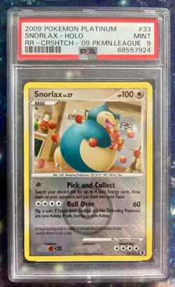 PSA 9 League Promo Snorlax #33 Crosshatch Holo Rising Rivals Pokemon 2009 - Image 1