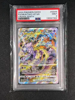 2023 POKEMON SWORD & SHIELD CROWN ZENITH #GG44 FULL ART/MEWTWO VSTAR PSA 9 - Image 1