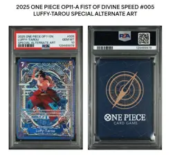 2025 ONE PIECE OP11 A FIST OF DIVINE SPEED #005 LUFFY-TAROU PSA 10 Alternate Art - Image 1