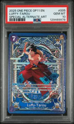 2025 ONE PIECE OP11 A FIST OF DIVINE SPEED #005 LUFFY-TAROU PSA 10 Alternate Art - Image 2