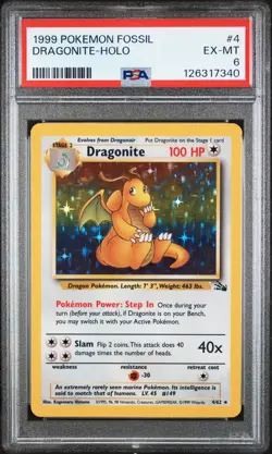Dragonite-Holo - 1999 Pokemon Fossil #4 - PSA 6 - Image 1