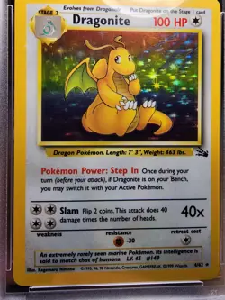 1999 Pokemon Fossil Unlimited - DRAGONITE - Holo Rare #4 - PSA 6 EX-MT - Image 3