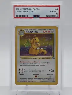 1999 Pokemon Fossil Dragonite 4/62 Holo PSA 6 - Image 1