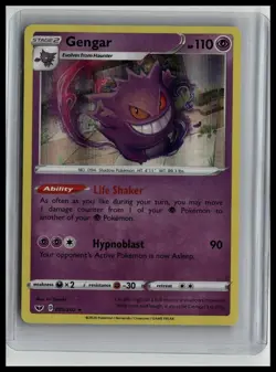 Gengar - Sword & Shield Base Set 85/202 Holo Bleed Error Rare Pokemon TCG - Image 1