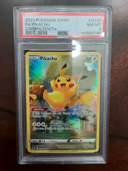 2023 POKEMON SWORD & SHIELD CROWN ZENITH #GG30 FULL ART/PIKACHU PSA 8 - Image 1