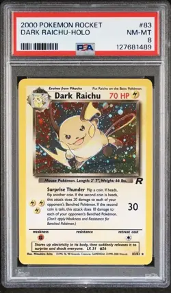 PSA 8 - 2000 POKEMON ROCKET #83 DARK RAICHU-HOLO - Image 1