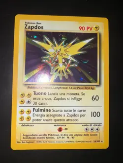 Carta Pokemon Zapdos 16/102 Set Base Holo EXCELLENT Ita - Image 1