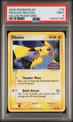 2006 POKEMON EX HOLON PHANTOMS #78 PIKACHU-REVERSE FOIL PSA 9 - Image 1