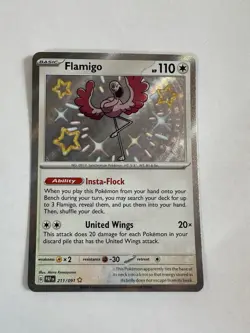 Pokemon TCG: Flamigo 211/091 Scarlet & Violet: Paldean Fates Holo Shiny Rare NM - Image 1