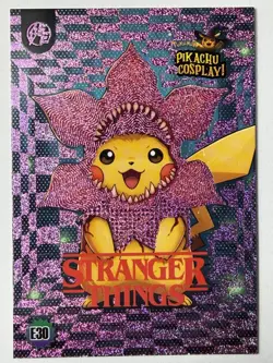 Stranger Things (Pikachu) #E30 - Pink Holo Box Hit - Pikachu Cosplay - Pokemon - Image 1