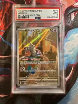 2024 Pokemon SVP en Mimikyu #075 Paldean Fates Black Star Promo Card PSA 9 - Image 1