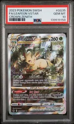2023 POKEMON SWORD & SHIELD CROWN ZENITH #GG35 FULL ART/LEAFEON VSTAR PSA 10 - Image 1