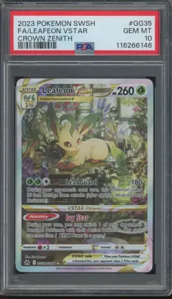 2023 Pokemon SWSH Crown Zenith Full Art #GG35 Leafeon VSTAR Gem Mint PSA 10 - Image 1