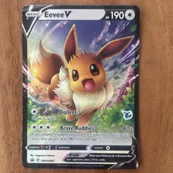 STAMPED Pokemon TCG Eevee V SWSH065 Sword & Shield Promo Card Black Star - Image 1