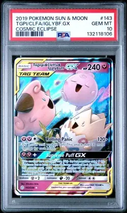 2019 Pokemon S&M Togepi & Cleffa & Igglybuff GX 143/236 Cosmic Eclipse PSA 10 - Image 1