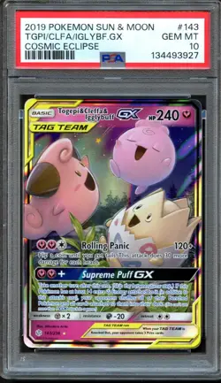 Togepi & Cleffa & Igglybuff GX 143/236 Cosmic Eclipse PSA 10 GM Pokemon Card - Image 1