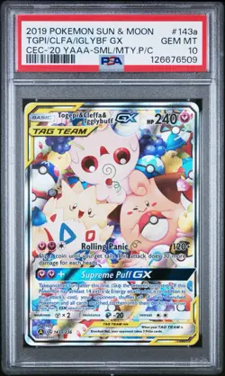 Pokemon Togepi & Cleffa & Igglybuff GX Holo PSA 10 Cosmic Eclipse 143a/236 - Image 1