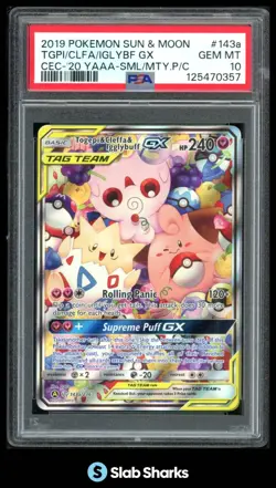 2019 POKEMON COSMIC ECLIPSE #143A/236 TOGEPI CLEFFA IGGLYBUFF GX TAG TEAM PSA 10 - Image 1