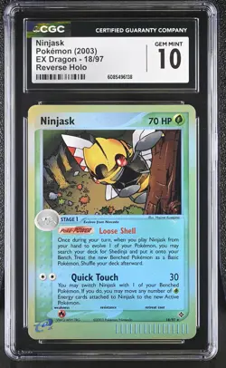 CGC 10 GEM MINT Ninjask 2003 EX Dragon 18/97 Reverse Holo Pokemon Card - Image 1