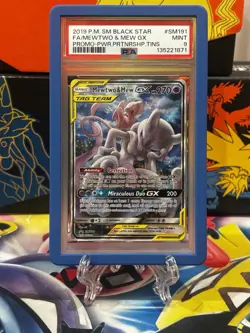 Pokemon TCG Mewtwo & Mew GX Tag Team Black Star Promo #SM191 PSA 9 - Image 1