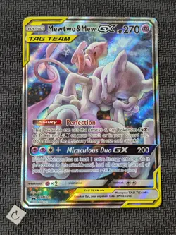 Mewtwo & Mew GX SM191 - Black Star Promo Full Art Tag Team Pokemon TCG LP- - Image 1