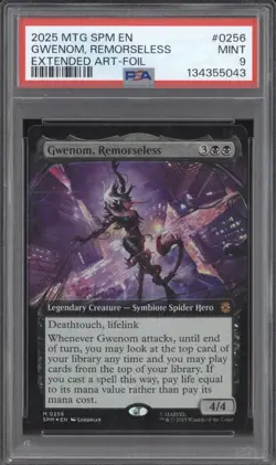 2025 MTG Marvel Spider-Man 0256 Gwenom, Remorseless Extended Art-Foil PSA 9 - Image 1