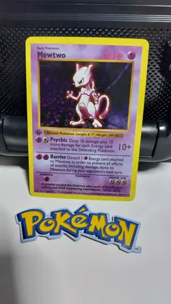 Mewtwo 1st Edition Shadowless Pokemon Base Set 1999 English 010/102 Holo Artcard - Image 1