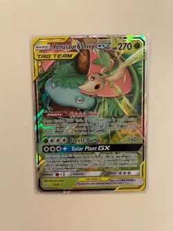 Pokemon TCG Sun & Moon Cosmic Eclipse Venusaur & Snivy GX 1/236 Ultra Rare - NM - Image 1